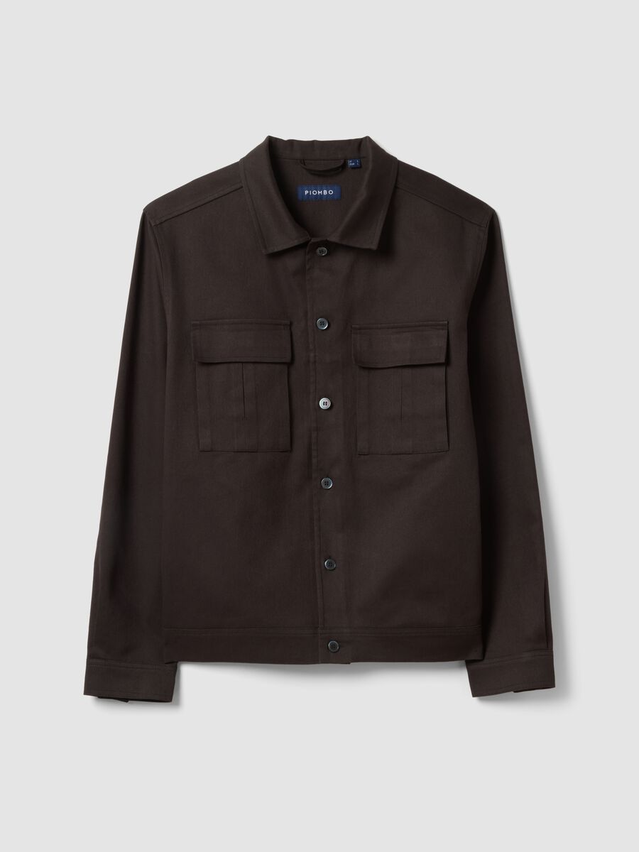 Giacca in misto cotone e lino marrone regular fit_1