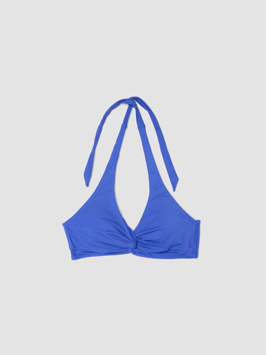 Blue stretch-fabric bikini top_4