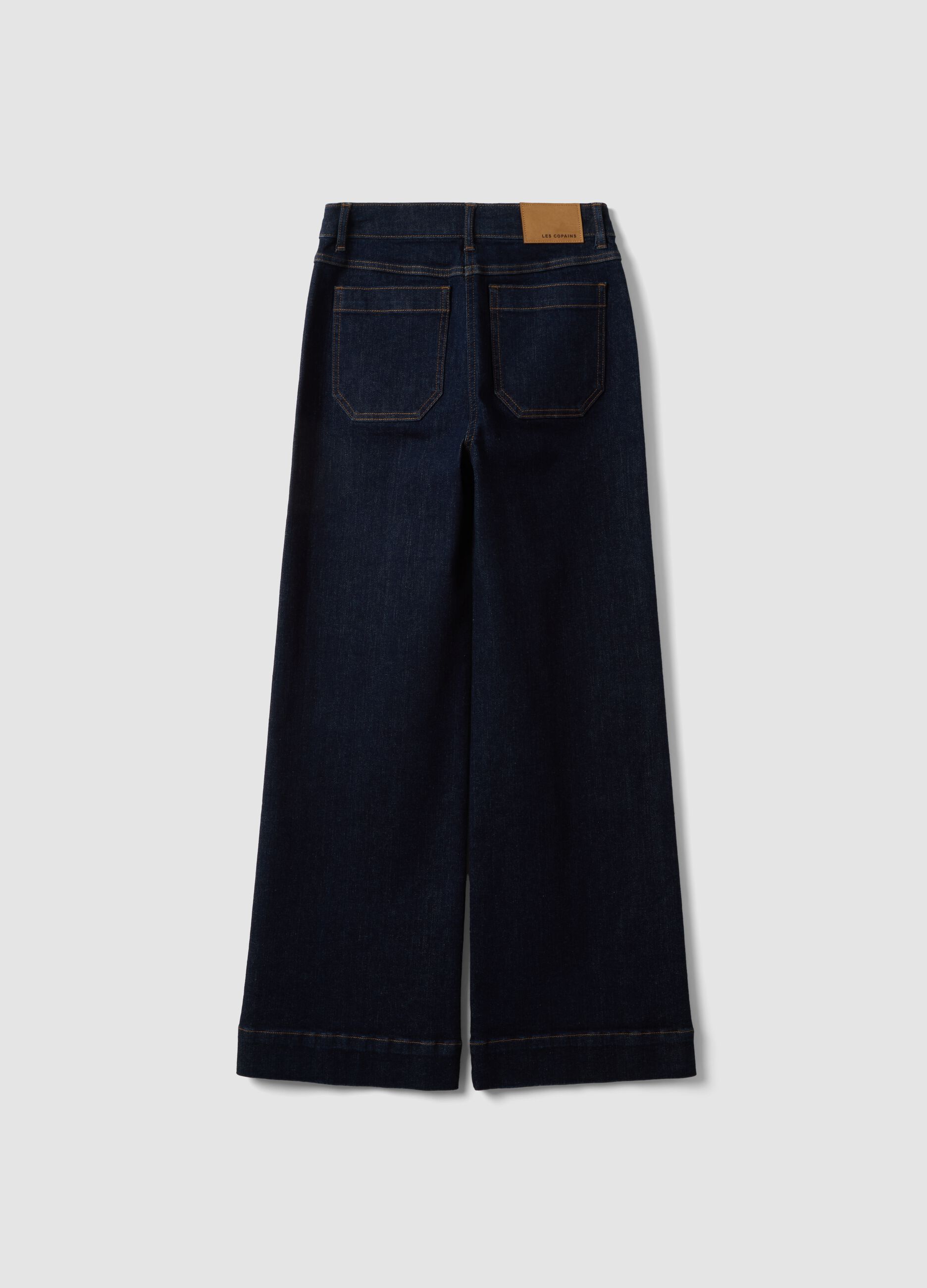 Blue wide-leg jeans in stretch cotton