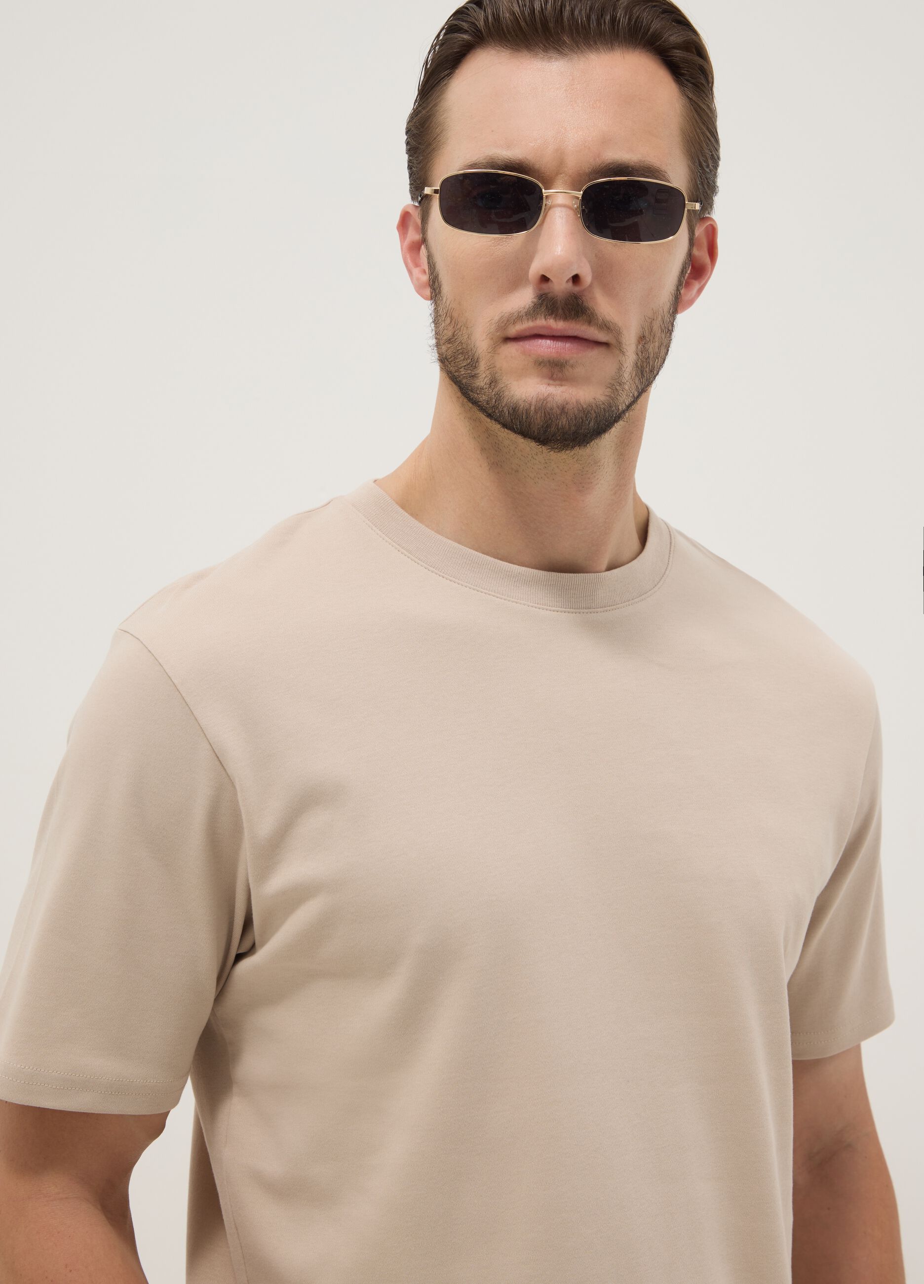 T-shirt The Iconic Tee beige in pure cotton relaxed fit