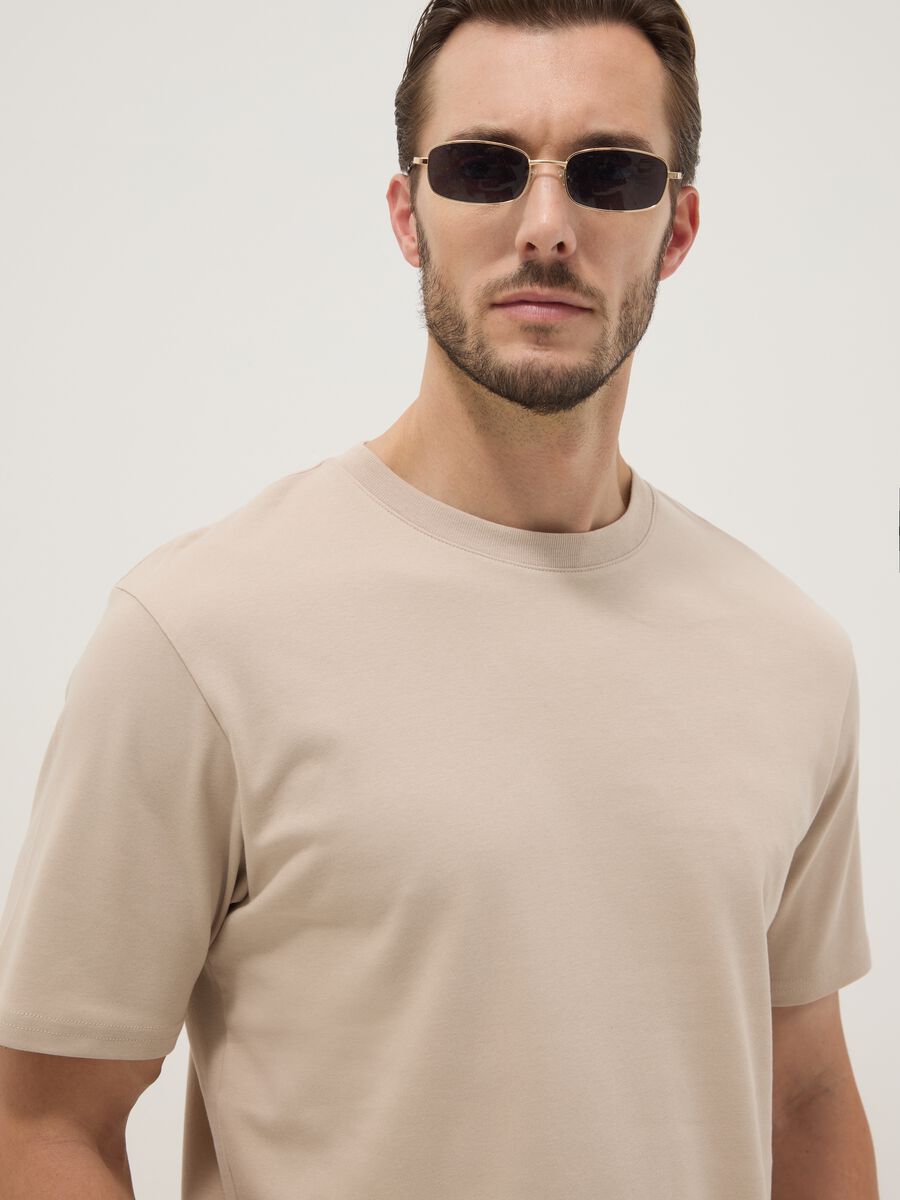 T-shirt The Iconic Tee beige in pure cotton relaxed fit_0