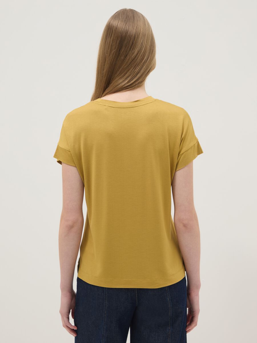 Yellow short-sleeve stretch viscose T-shirt_3