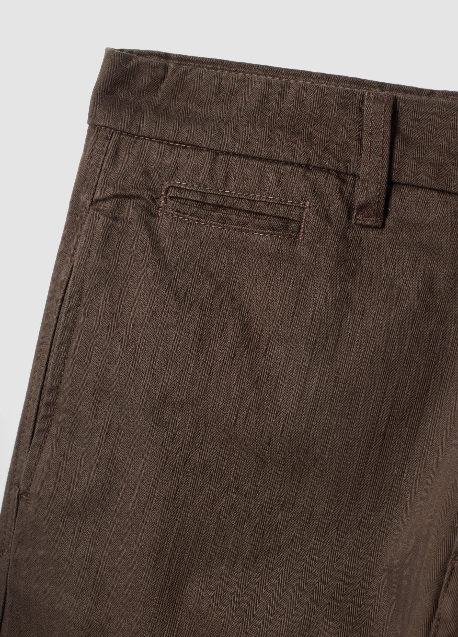Brown pure cotton carrot-fit chino trousers