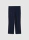Wide leg blue cotton blend jogger trousers_4