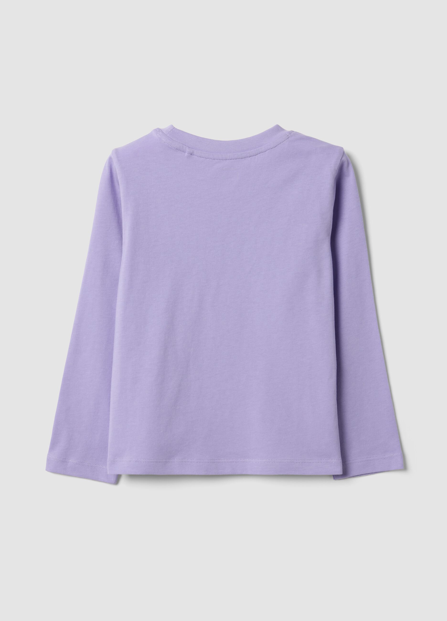 Violettes M&auml;dchen-T-Shirt aus reiner Bio-Baumwolle mit Rundhalsausschnitt