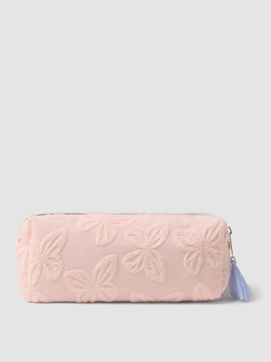 Pink pencil case with butterfly embroidery_1