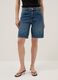 Dark blue denim pure cotton wide-leg shorts_1