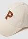 Beige pure cotton cap with adjustable visor and embroidered P_3