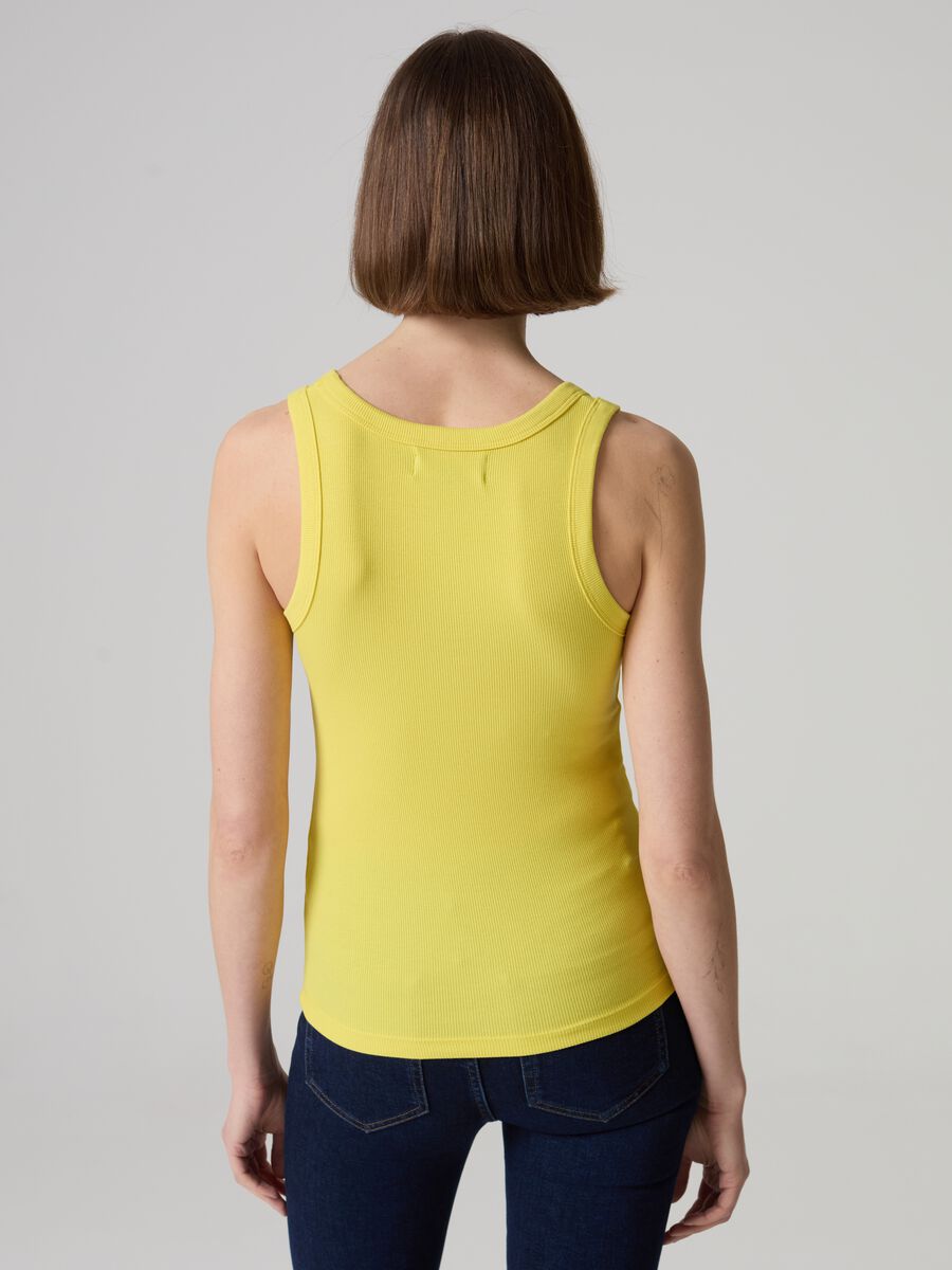Tank top in ribbed stretch cotton_1