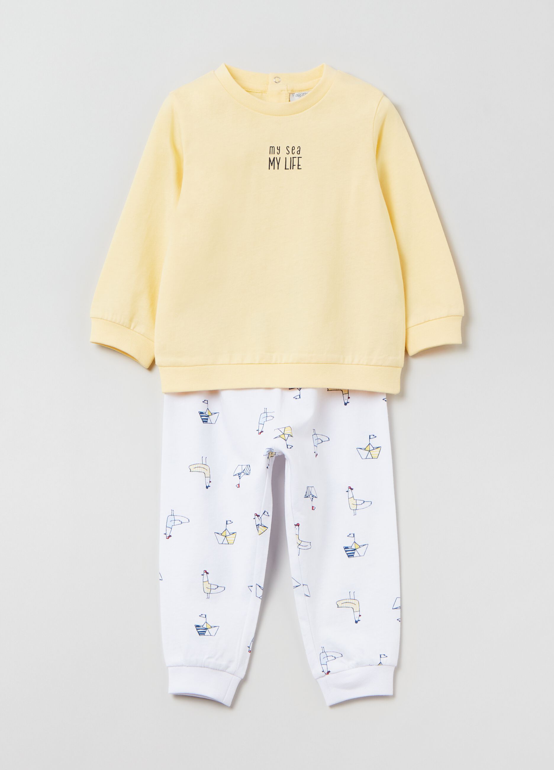Pijama largo de algodón con estampado