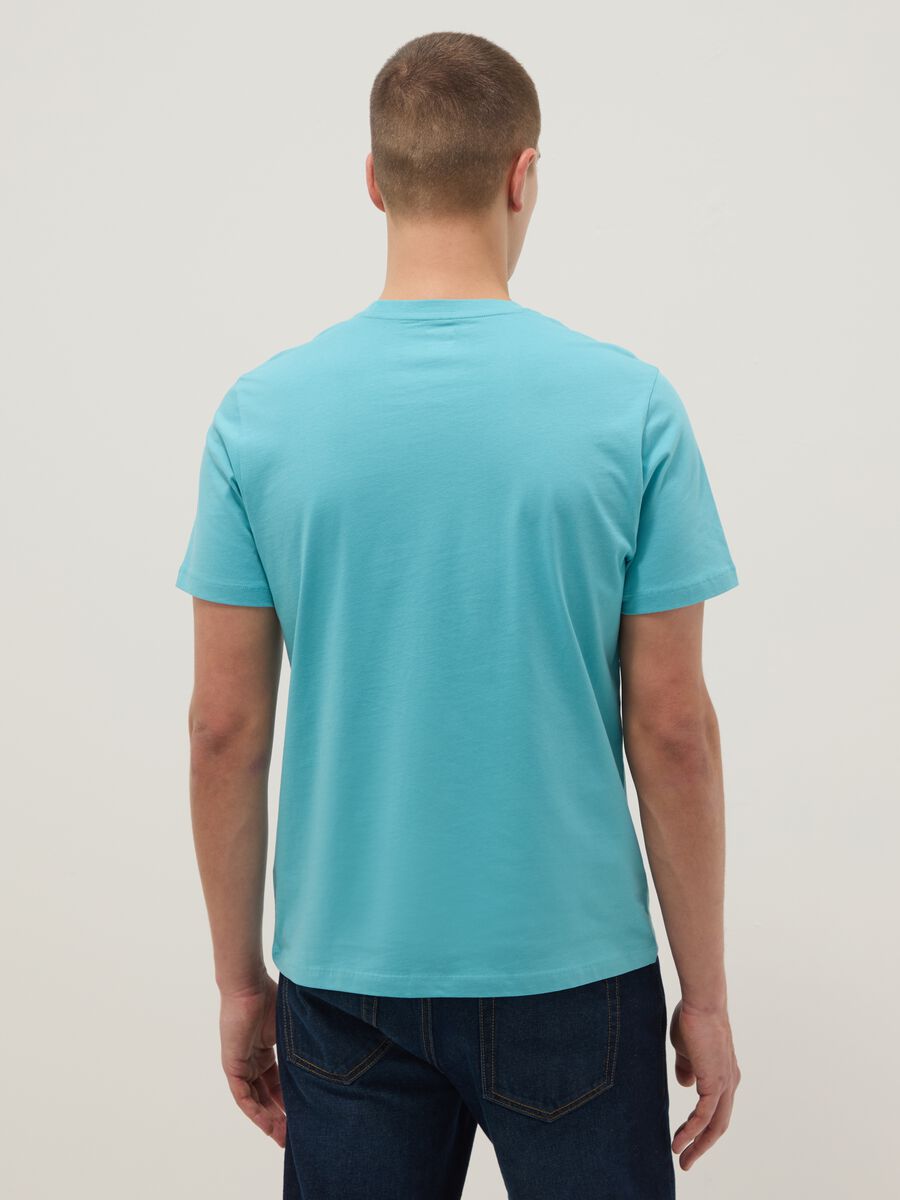 Light blue pure cotton V-neck t-shirt regular fit_3
