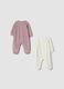 2-pack purple and white cotton-blend baby sleepsuits with feet_1