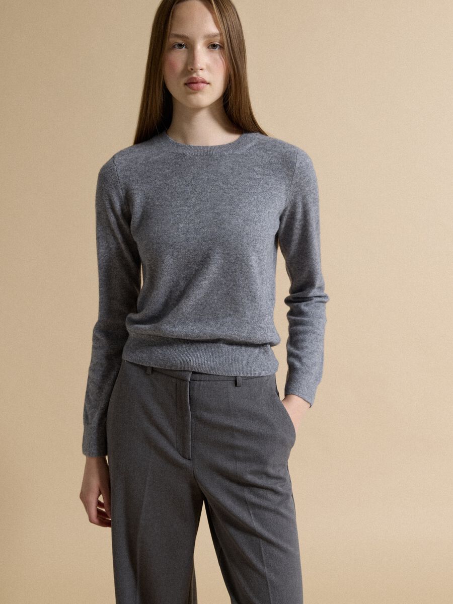 Grey pure cashmere crew-neck jumper_1