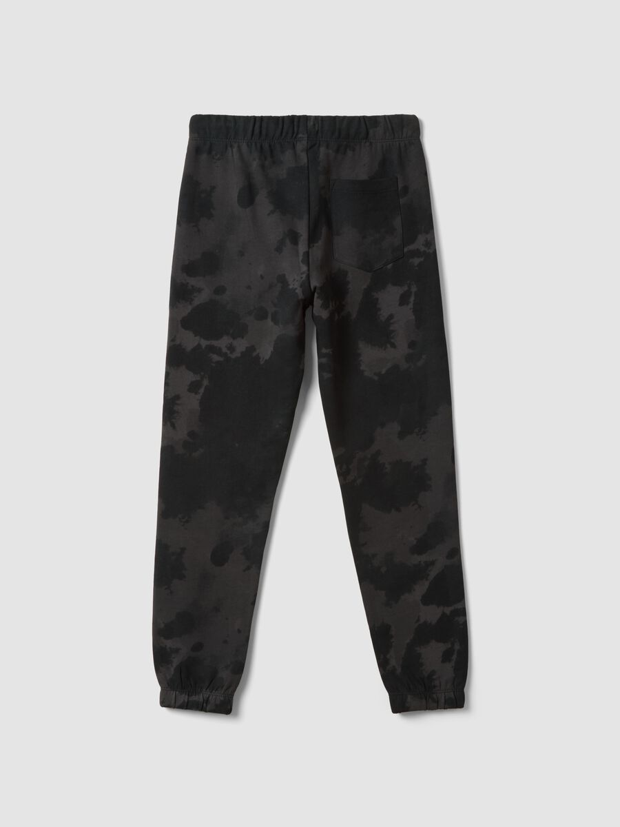 Pantaloni jogger neri in puro cotone con stampa sfumata per ragazzo_4