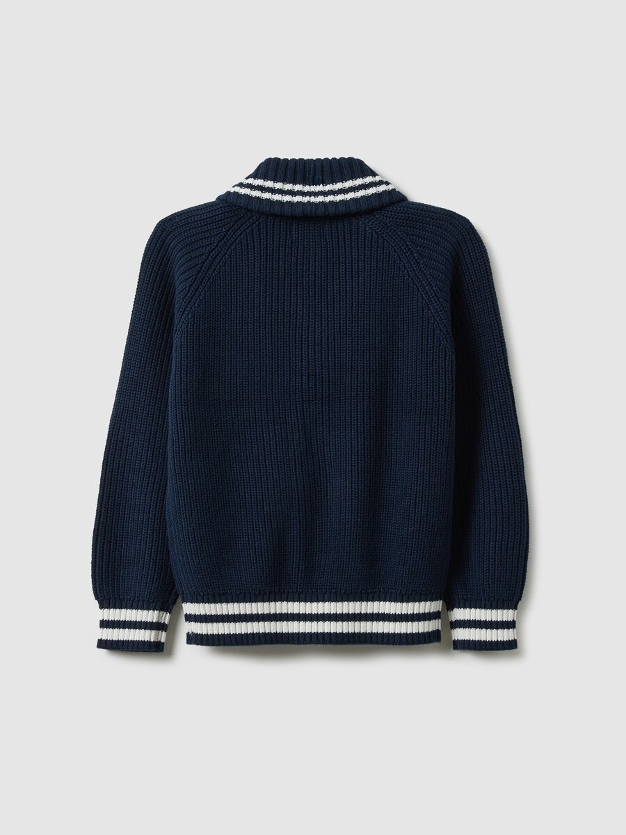 Blue pure cotton regular fit cardigan for boys_1