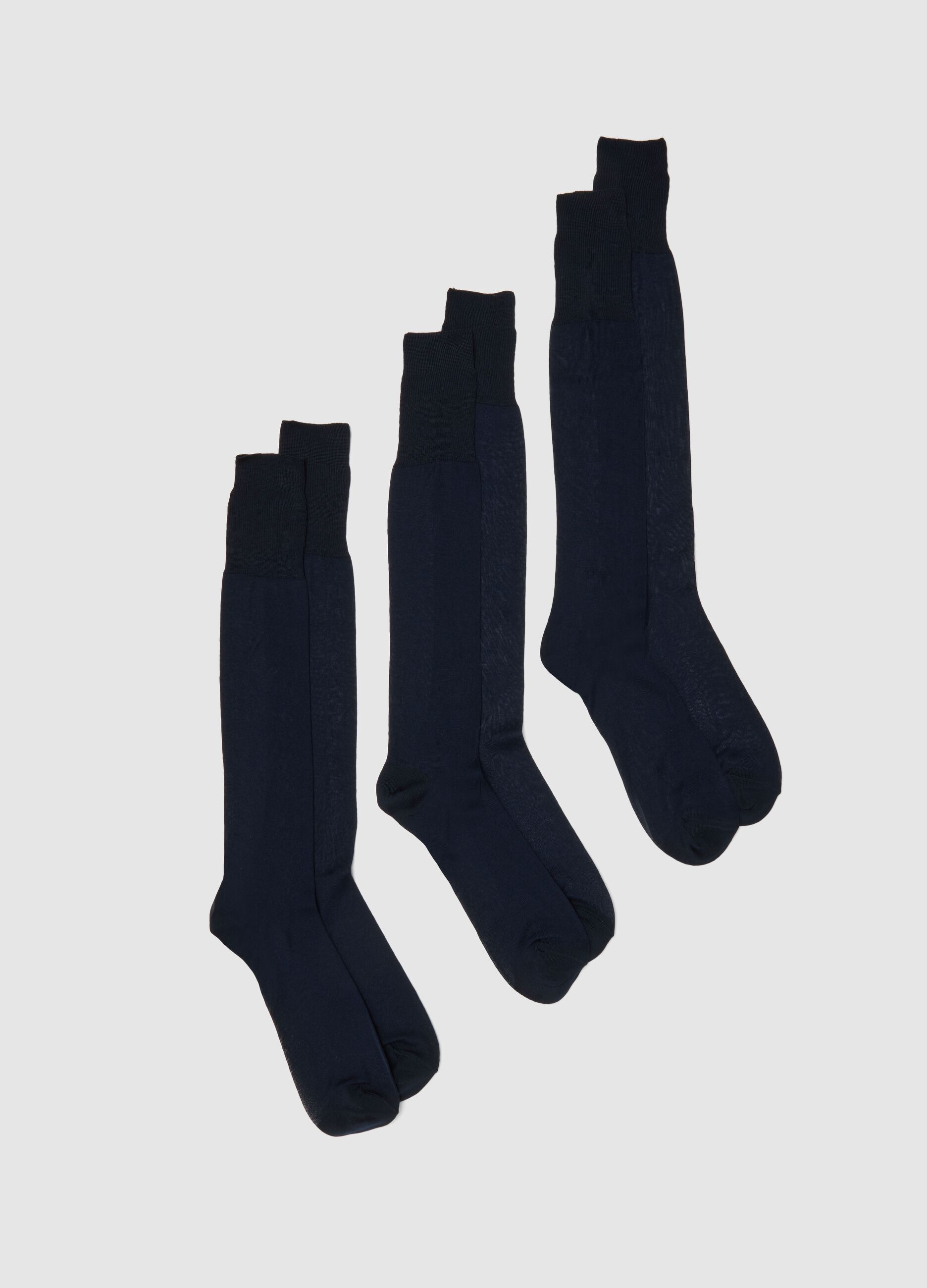 Tripack calze lunghe in puro cotone blu regular fit