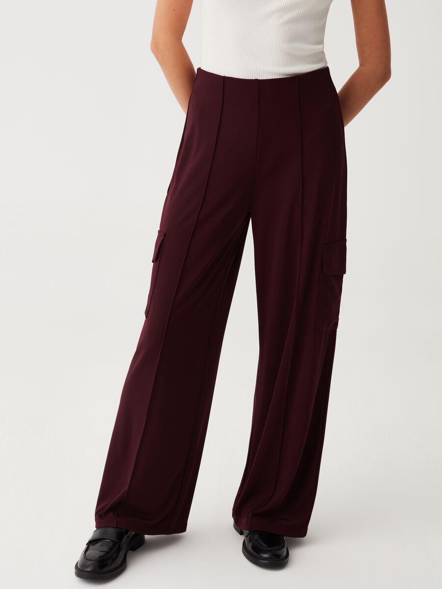 Wide-leg trousers with raised stitching_1