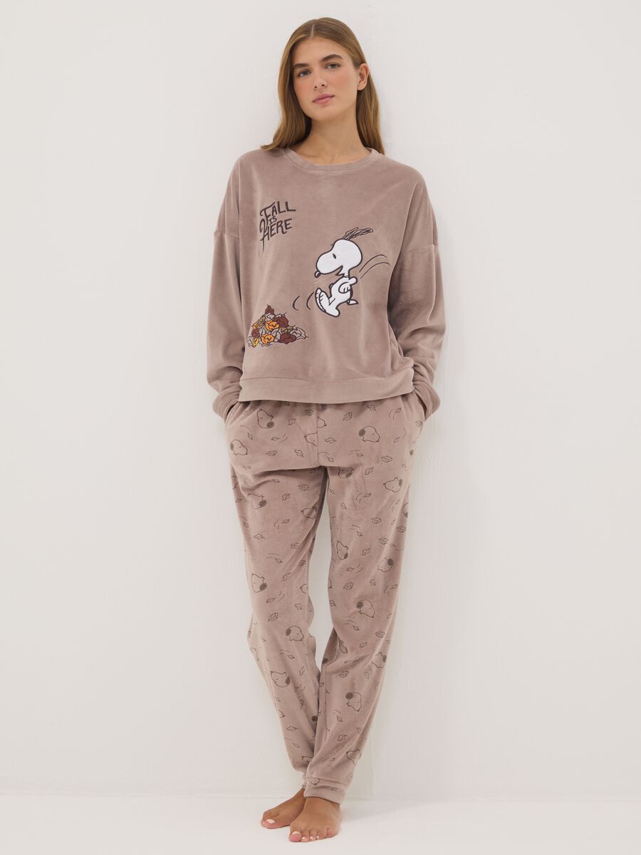 Pigiama marrone girocollo regular fit con stampa Snoopy_0