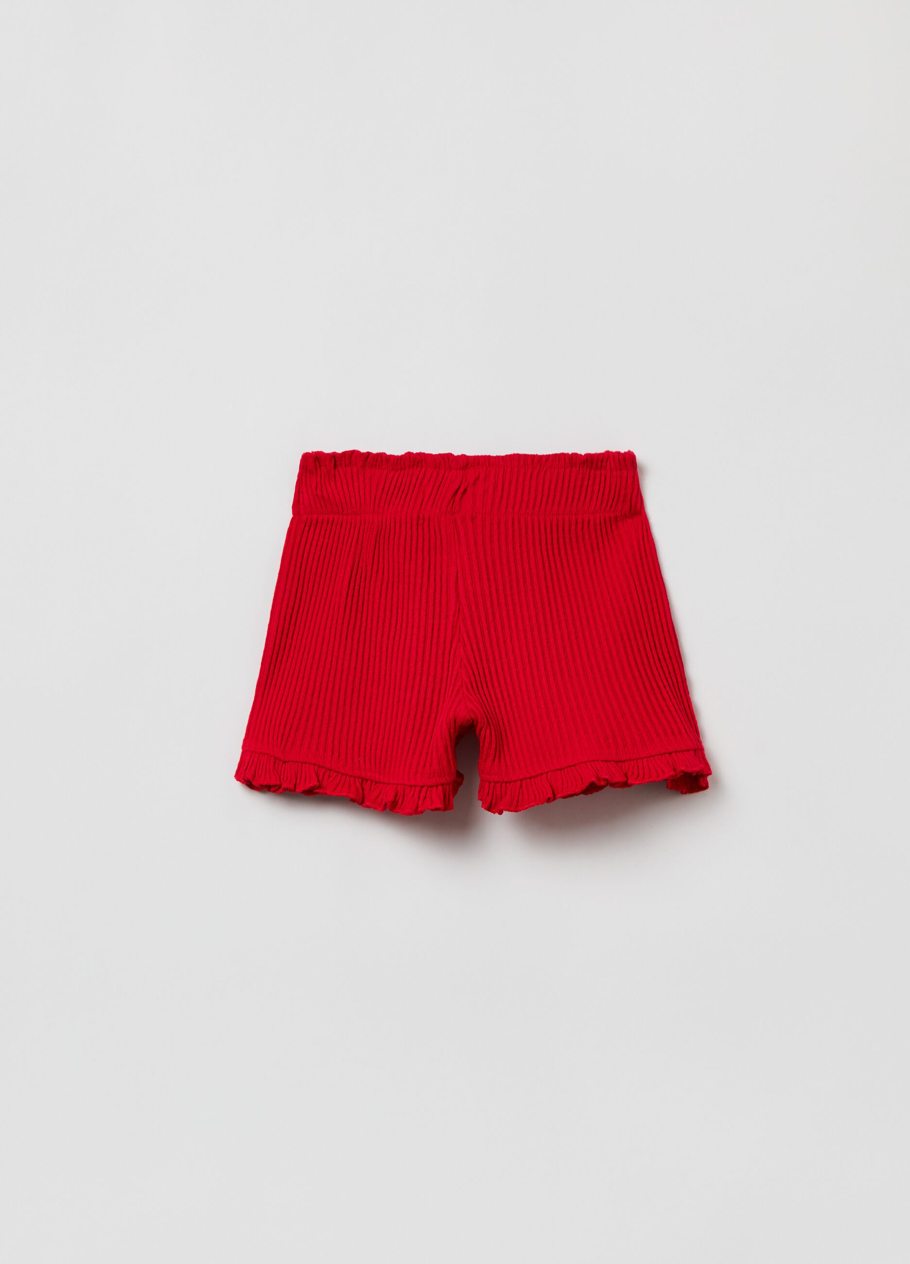 Ribbed cotton shorts with bow