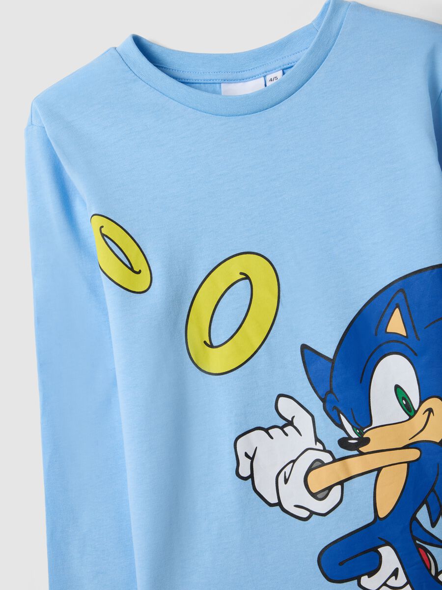 Pigiama in puro cotone azzurro da bambino regular fit con stampa Sonic_2