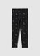 Girls' Black Skinny Cotton Leggings with Prints_0