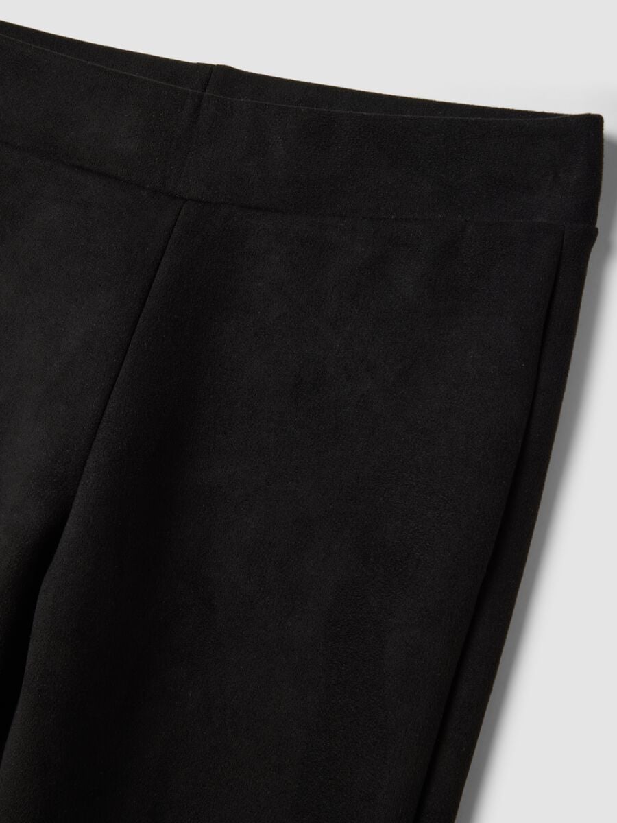 Black flared leggings in stretch fabric_4