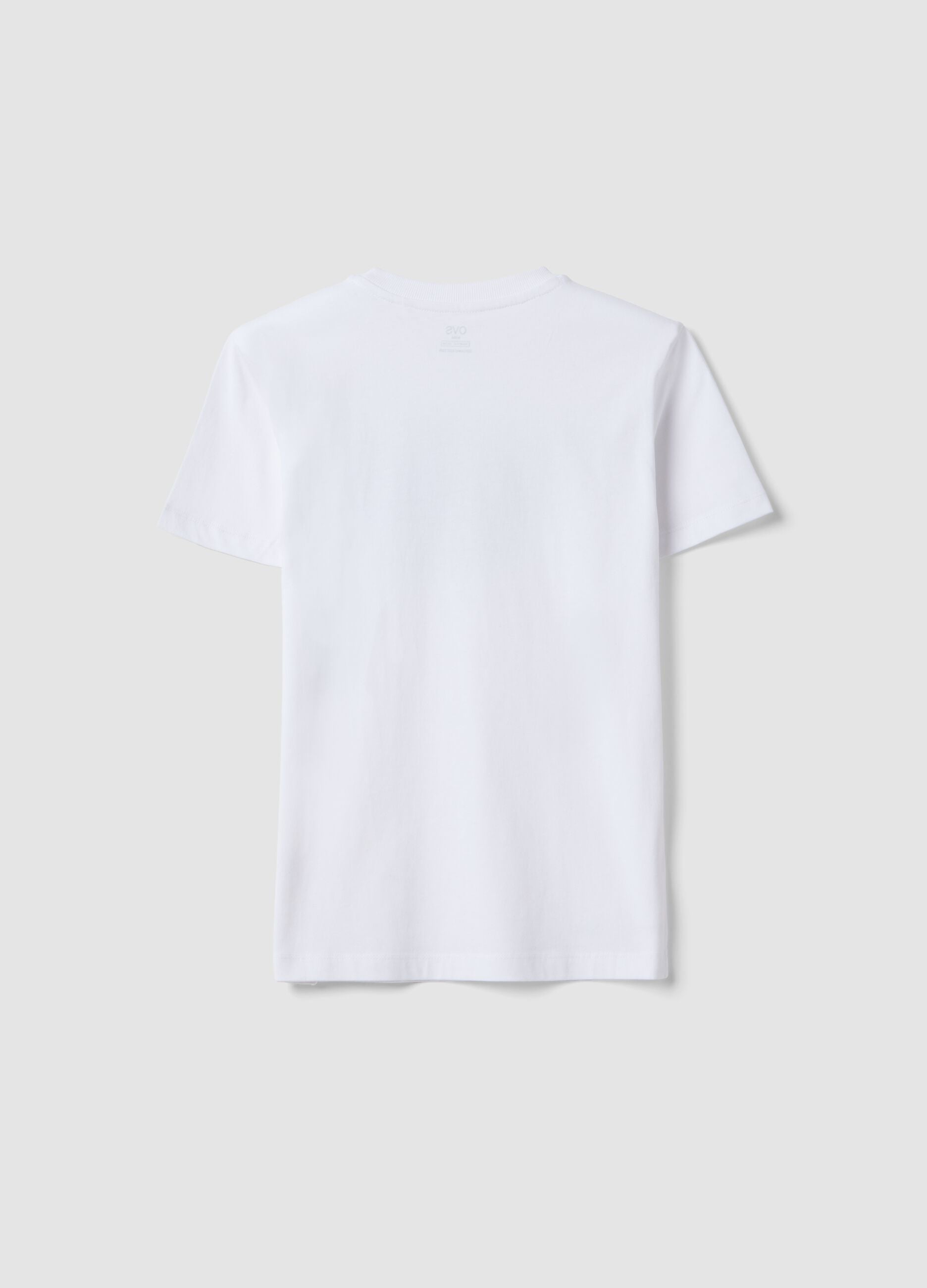 Boys' white pure cotton T-shirt regular fit with Swag print