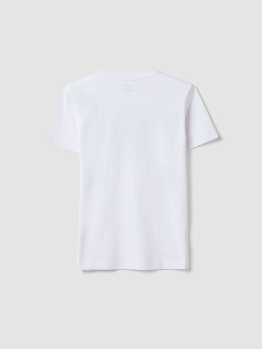 Boys' white pure cotton T-shirt regular fit with Swag print_4