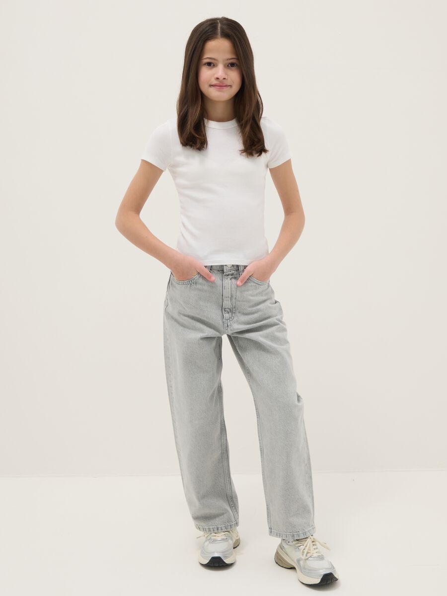 Graue Jungen-Skaterjeans aus reiner Baumwolle_0