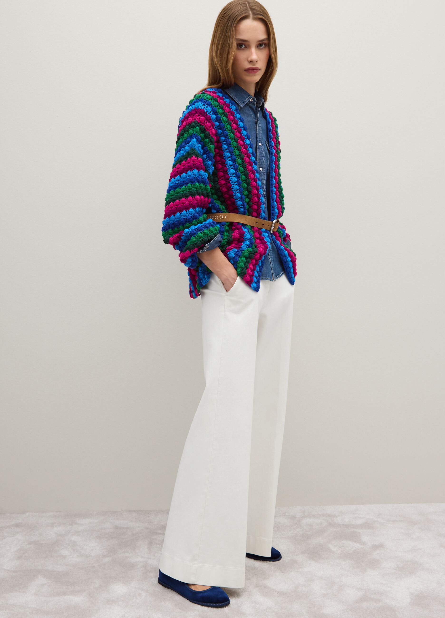 Regular Fit Multicolour Striped Cardigan