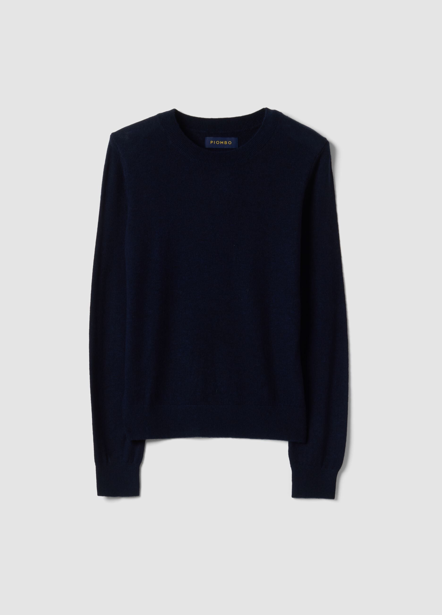 Maglia blu in pura lana a girocollo