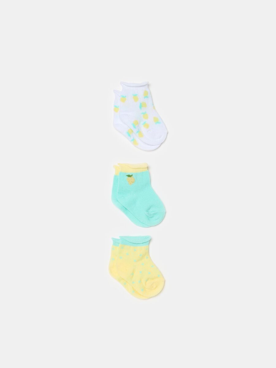 Three-pair pack short socks with lemons design_0