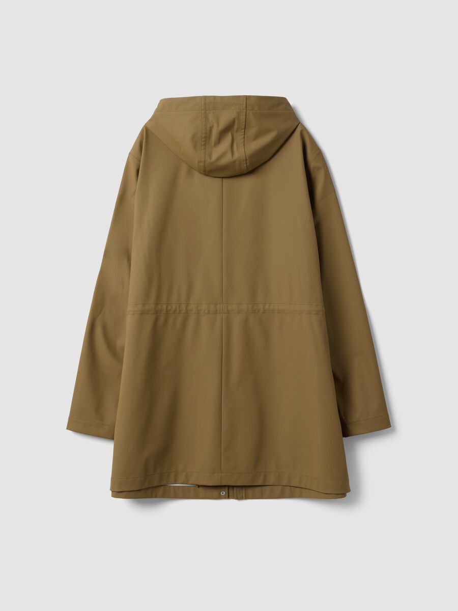 Brown rain jacket with hood, zip and snap-button fastening, regular fit_5