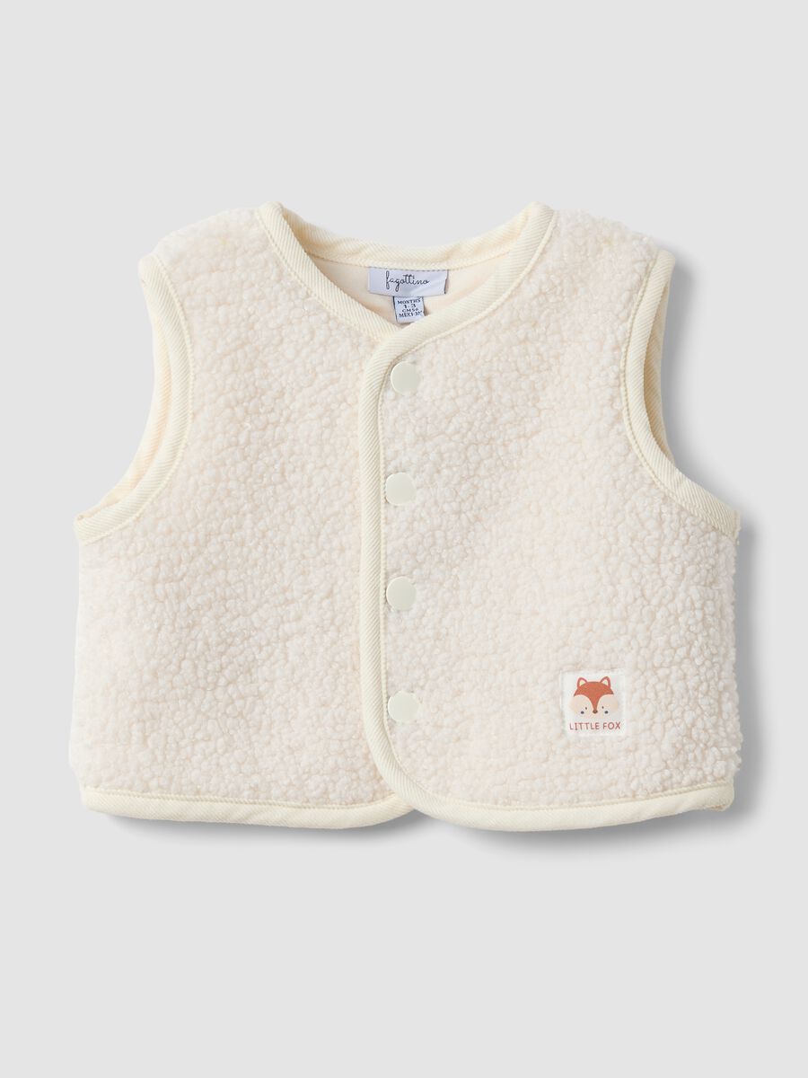 Colete branco com efeito teddy, corte regular_0