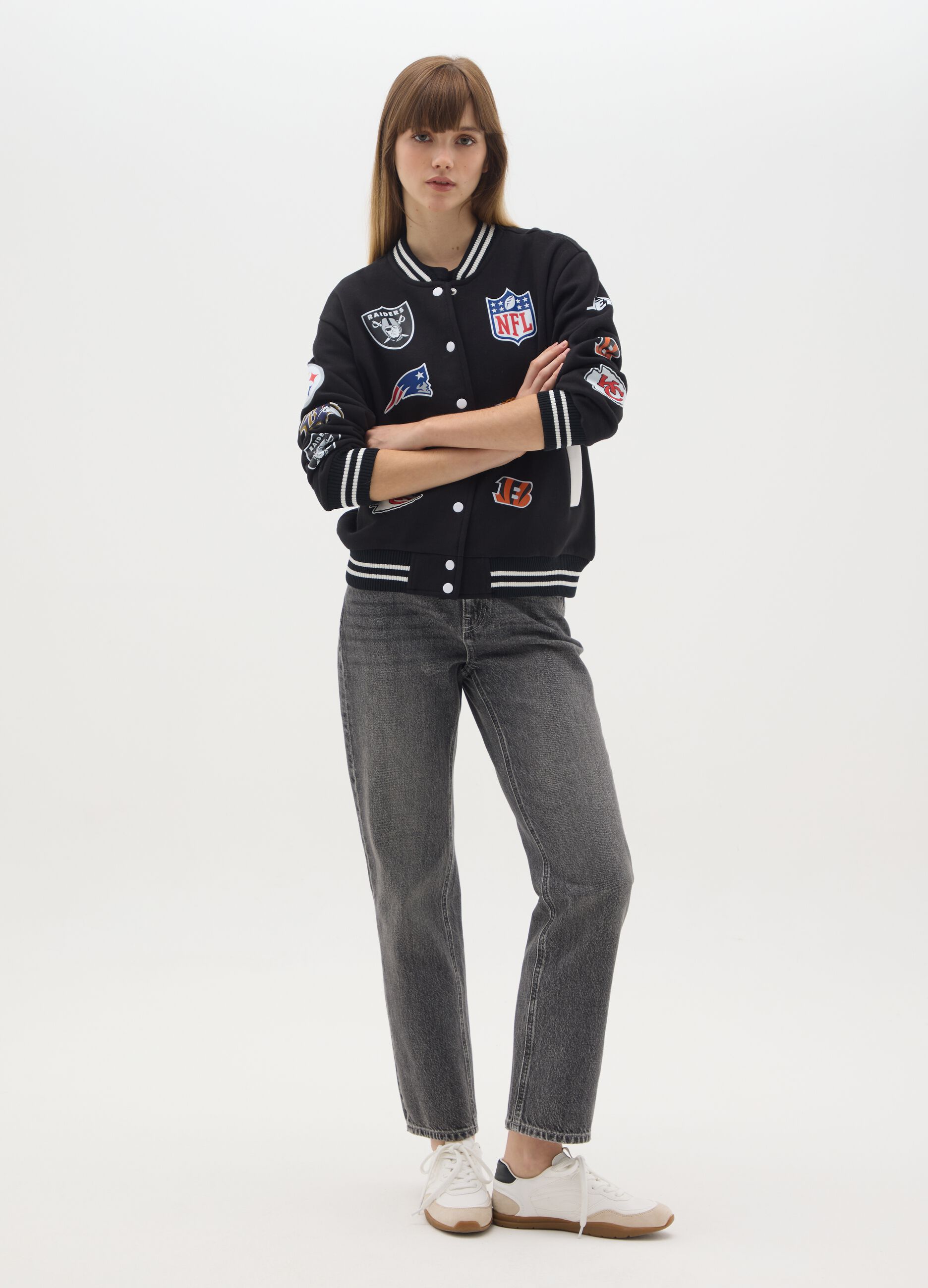 Crna NFL bomber jakna