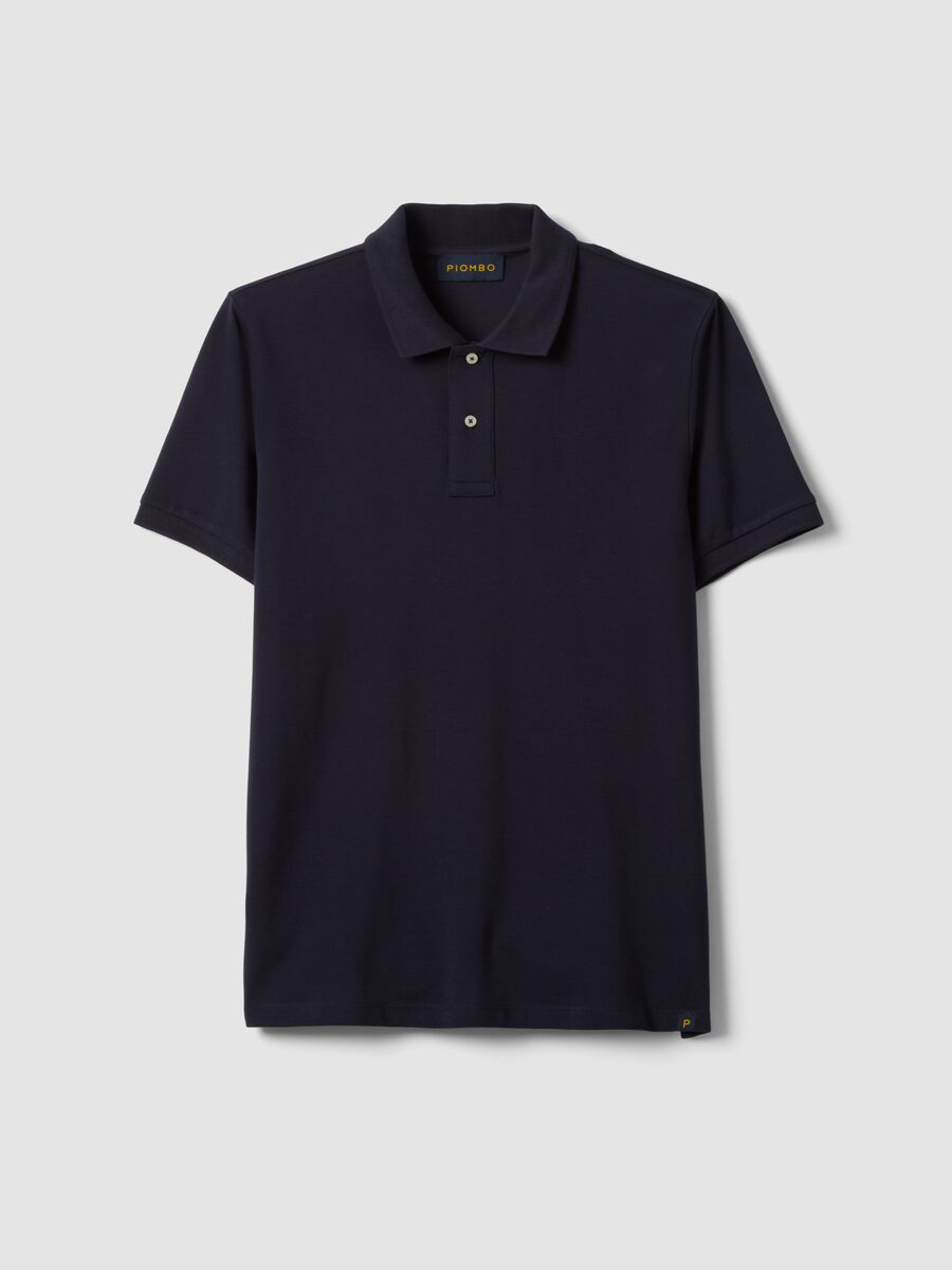 Short sleeve polo in pure blue cotton regular fit_4