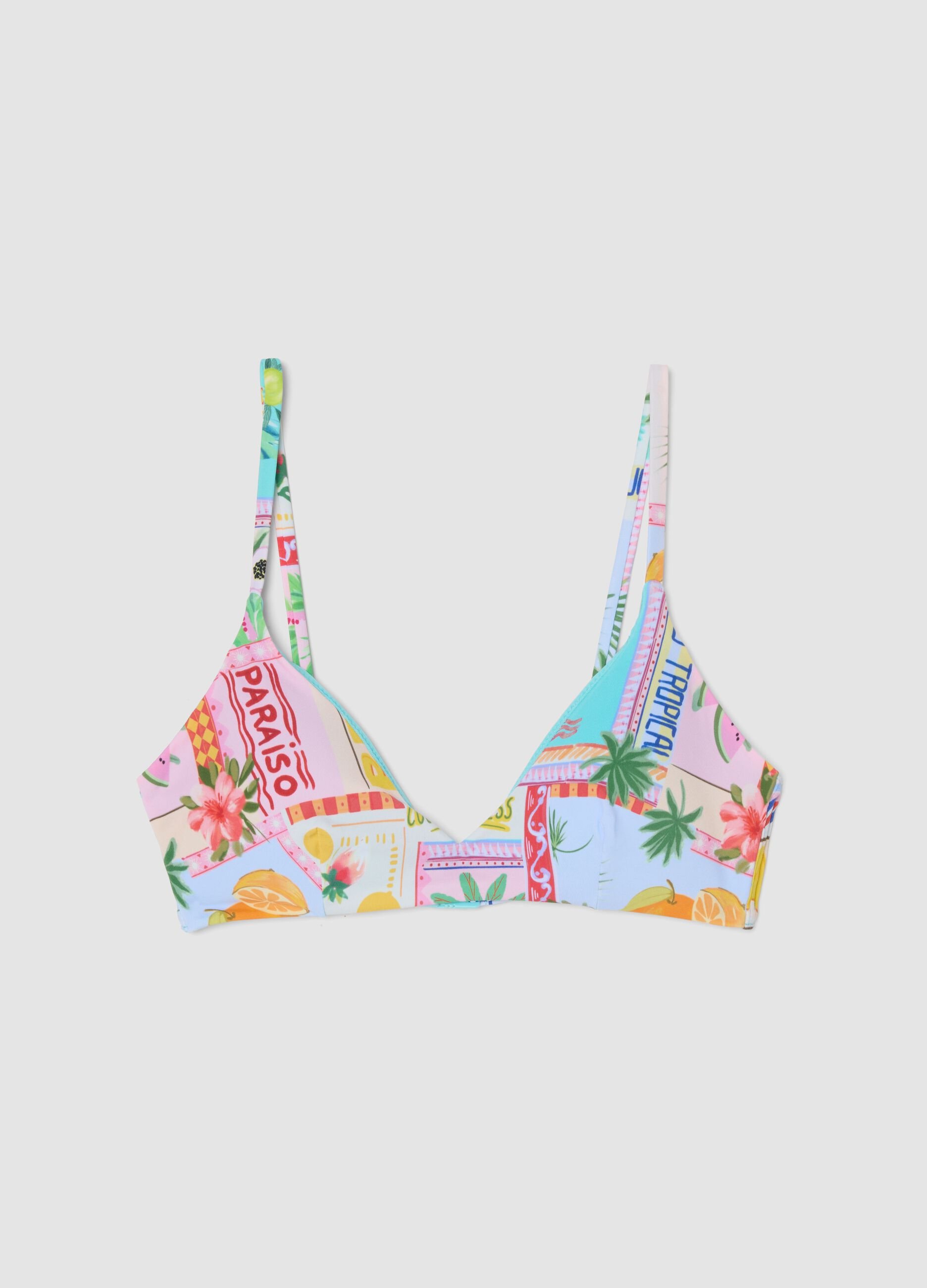 Top de bikini multicolor en tejido el&aacute;stico