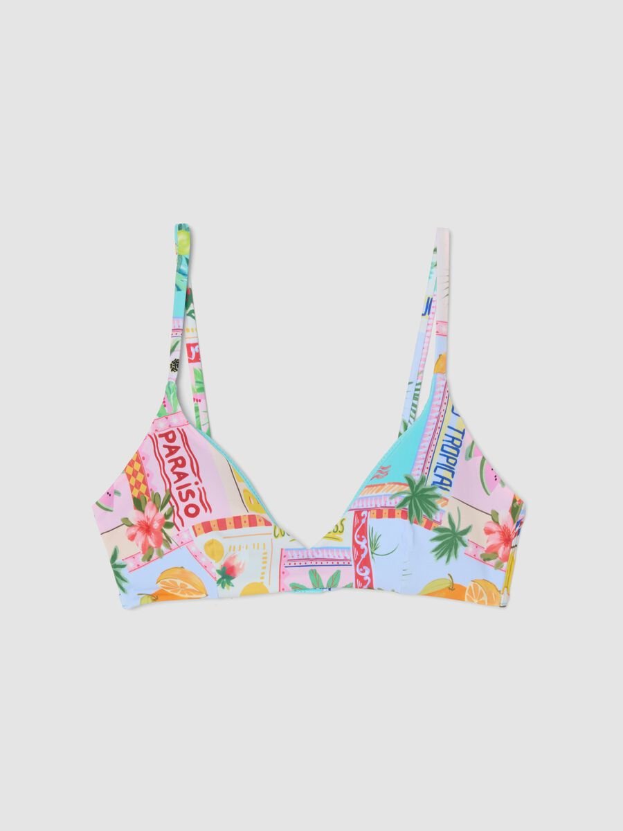 Haut de bikini multicolore en tissu stretch_4