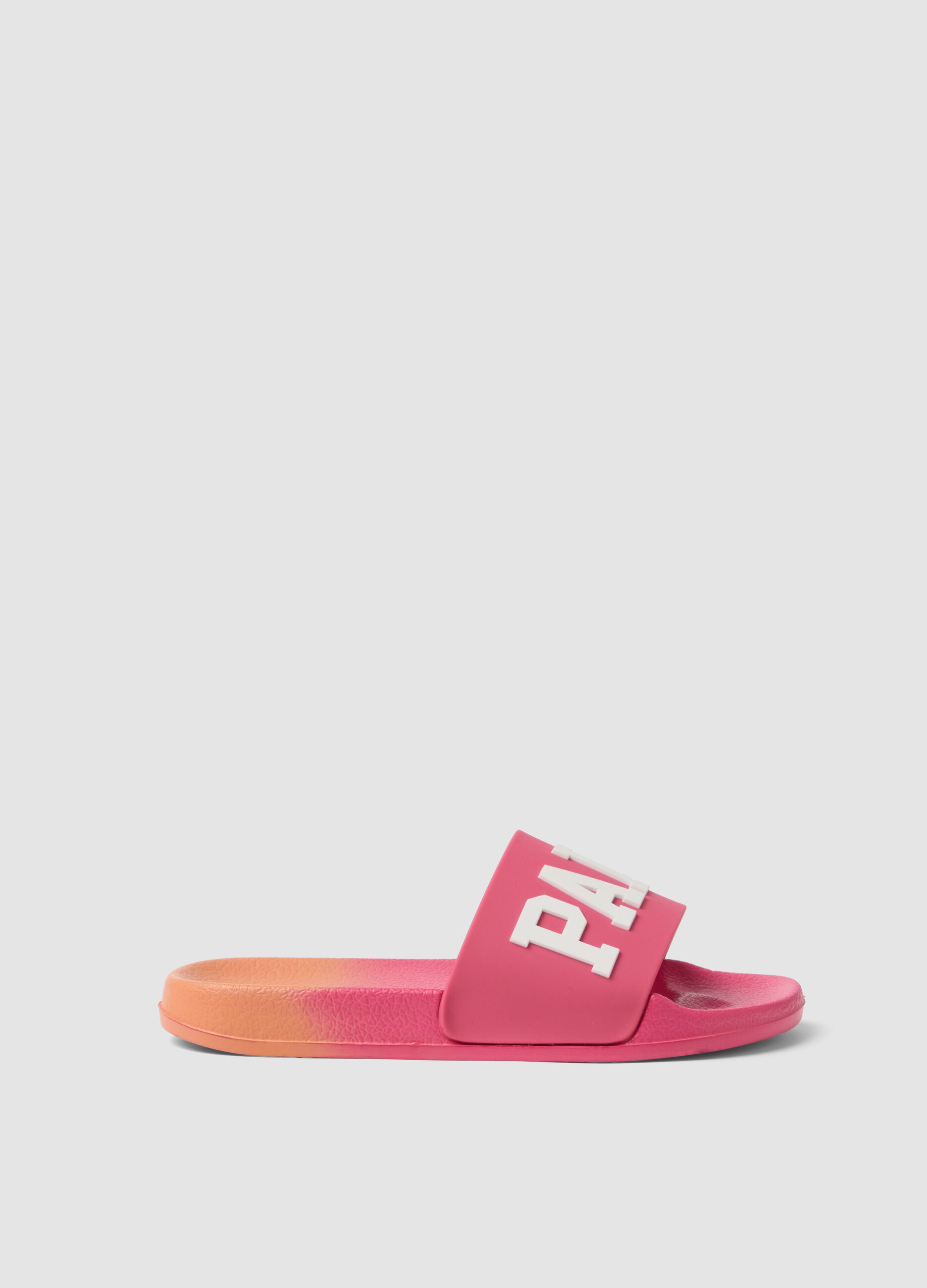 Pink beach sliders with strap