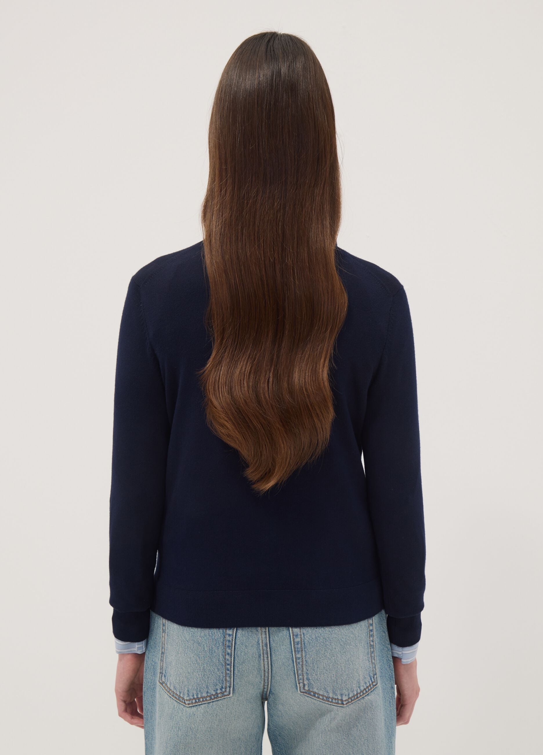 Regular-Fit blauer Cardigan mit Kn&ouml;pfen