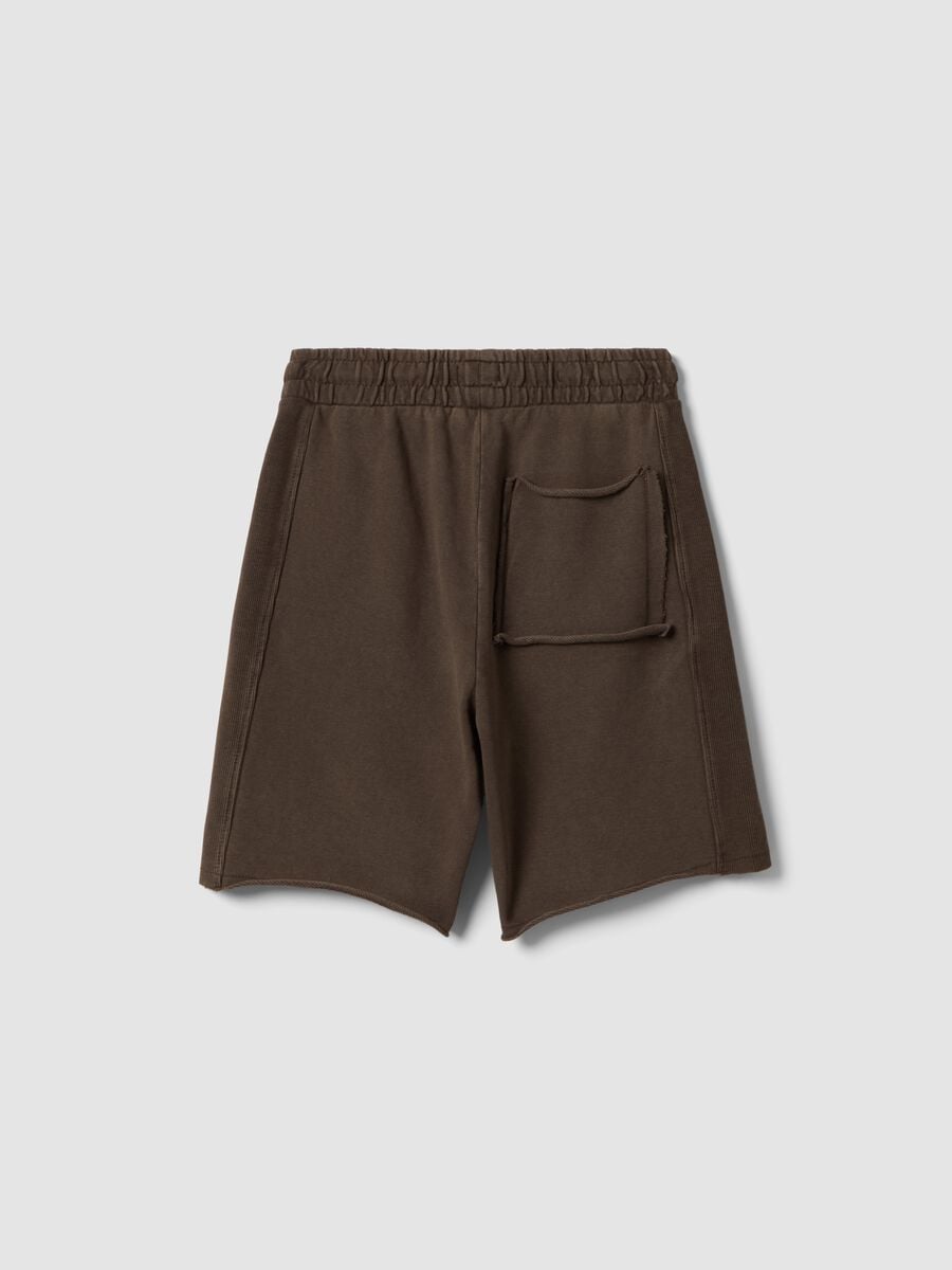 Brown pure cotton shorts with elasticated waistband_1