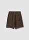 Brown pure cotton shorts with elasticated waistband_1