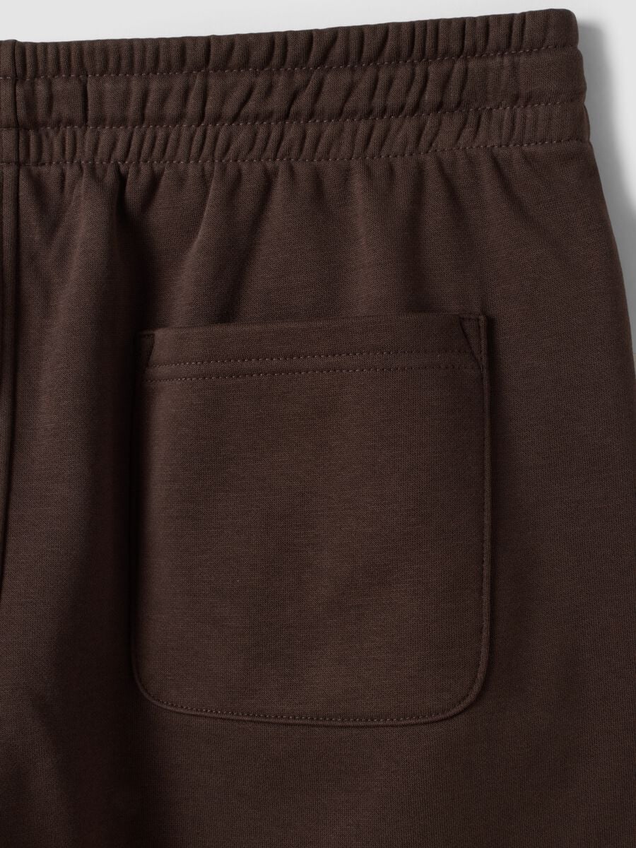 Brown cotton-blend shorts with elasticated waist, regular fit_2