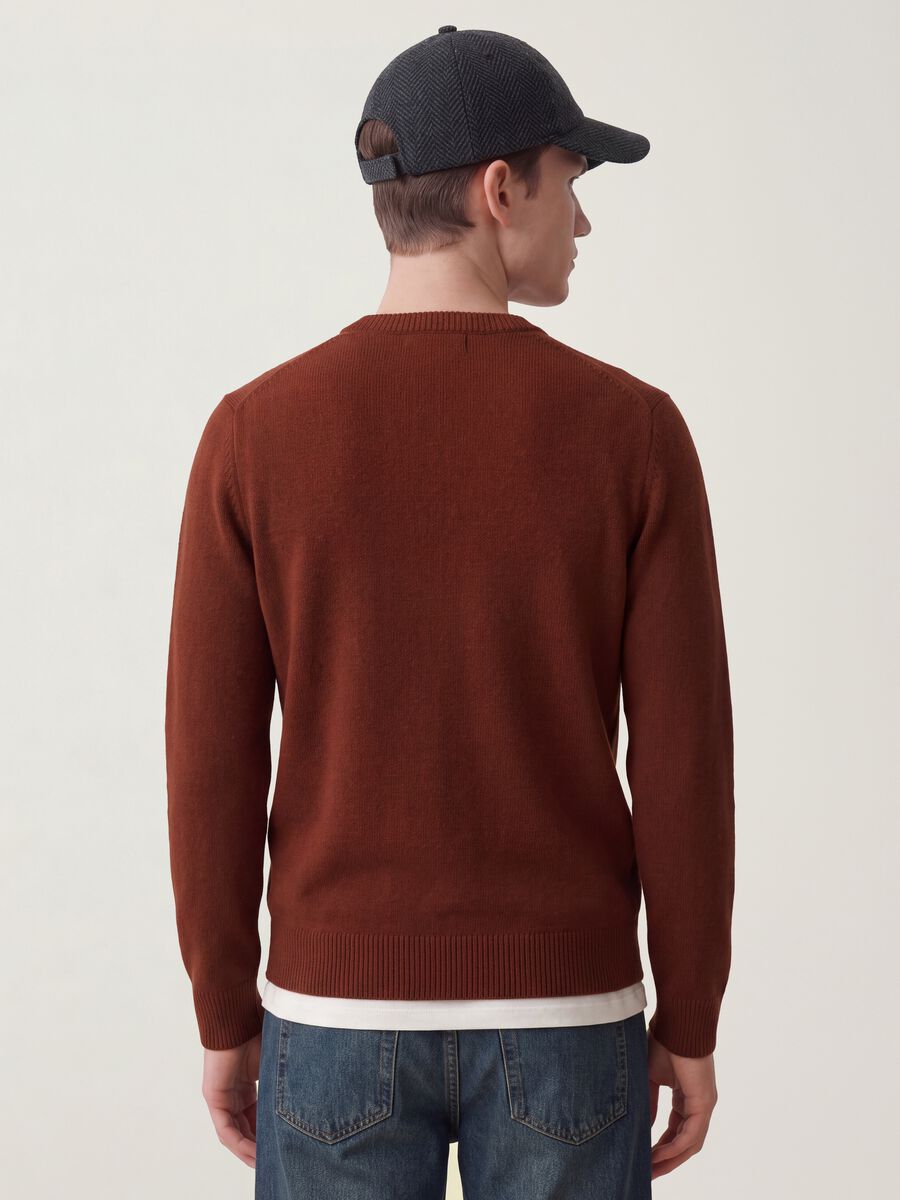Maglia marrone girocollo in jersey knit regular fit_3