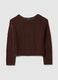 Brown pure cotton sweater with perforated pattern, regular fit_4