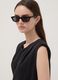 Black sleeveless pleated-texture blouse, regular fit_2