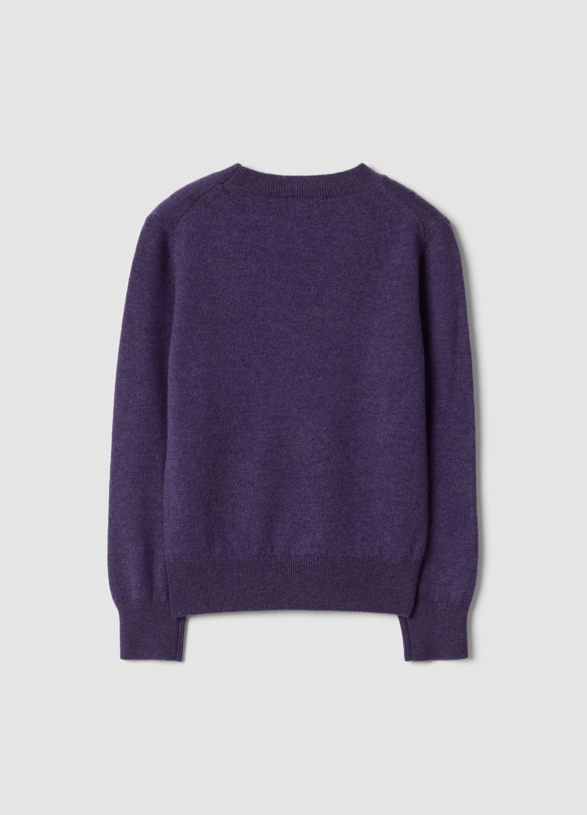 Maglione viola in pura lana a maniche lunghe regular fit
