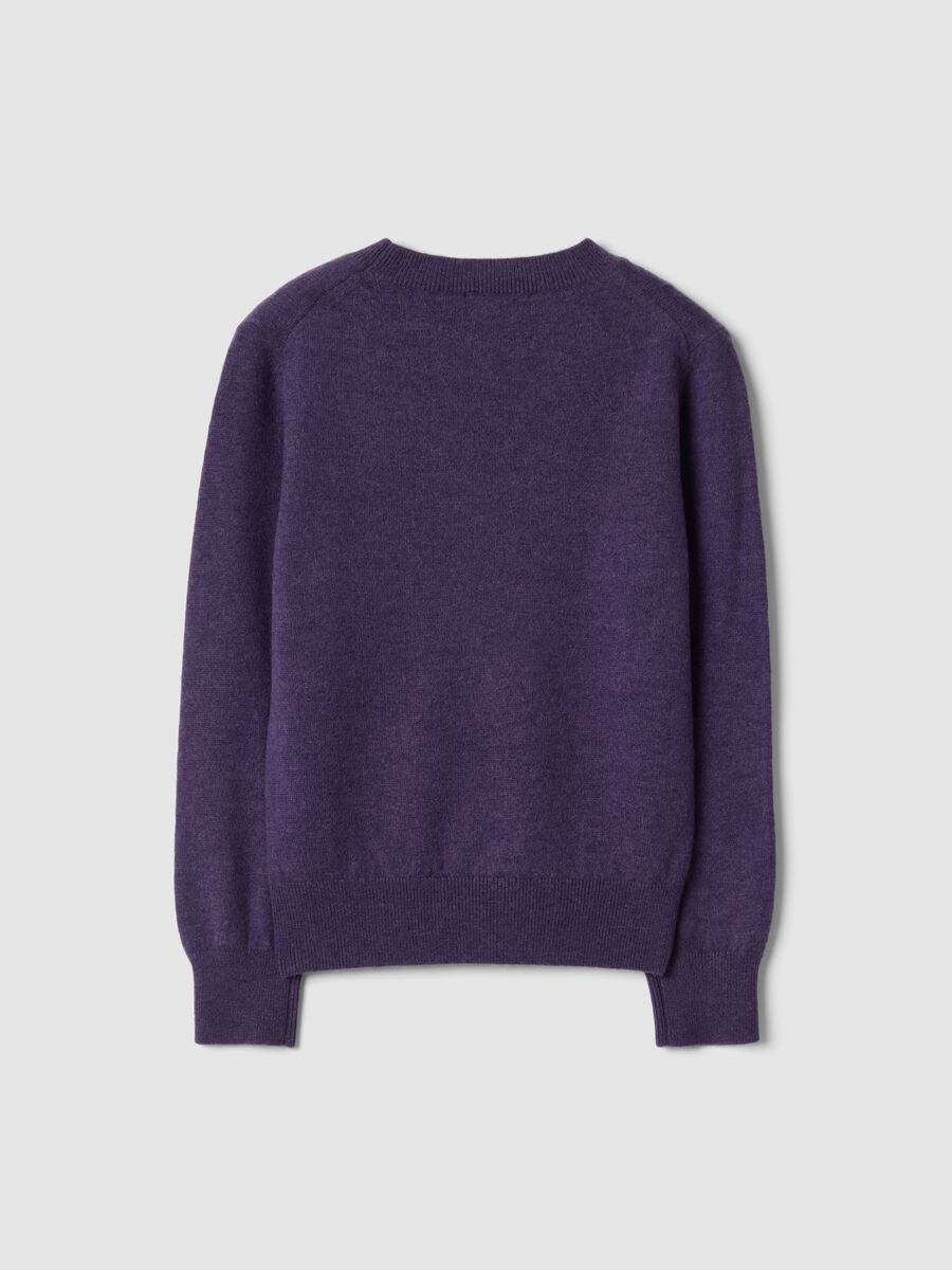 Maglione viola in pura lana a maniche lunghe regular fit_2