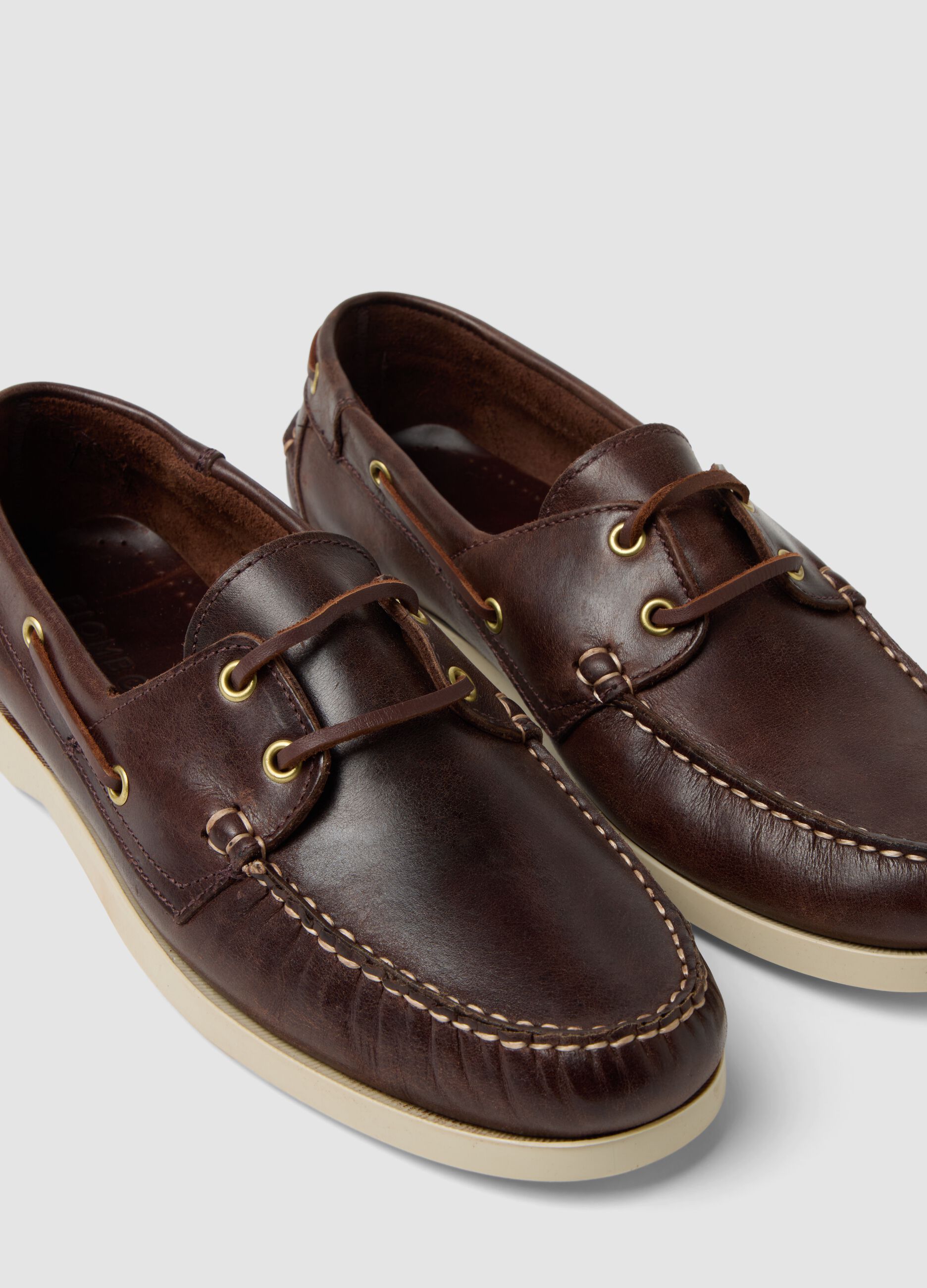 Brown leather boat shoes