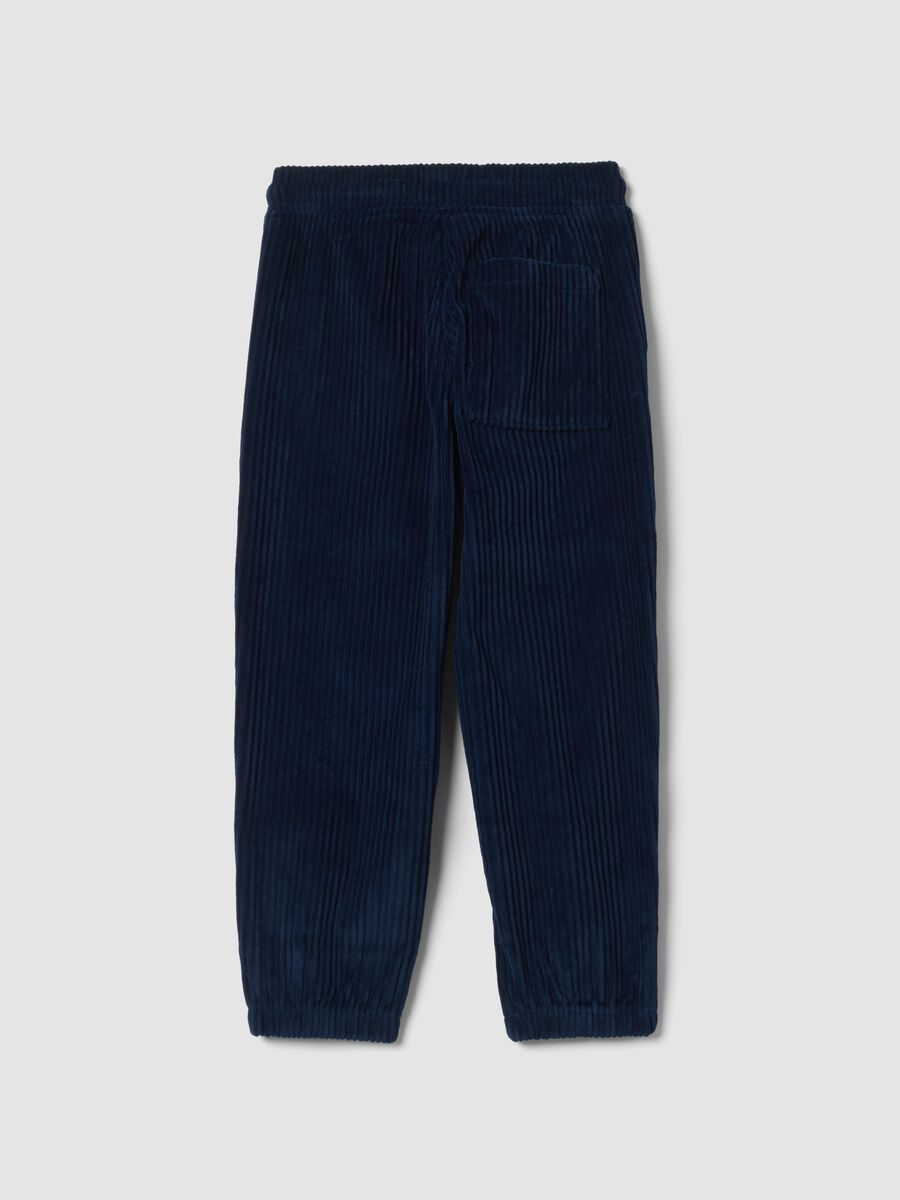 Pantaloni blu navy comfort fit con vita elasticizzata_1